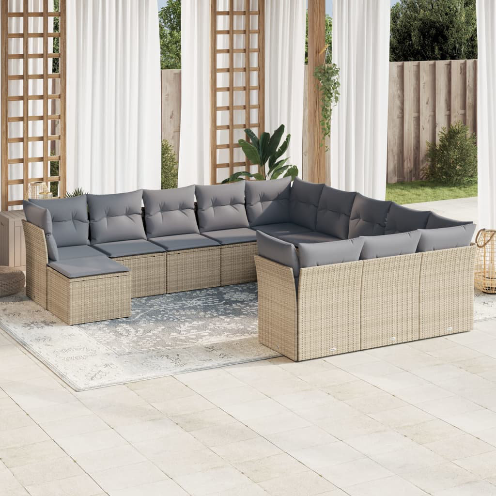 Vidaxl 12-Tlg. Garten-Sofagarnitur aus Polyrattan mit Kissen