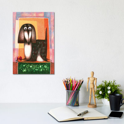 Dog And Ball by Art Mirano - Wrapped Canvas Print