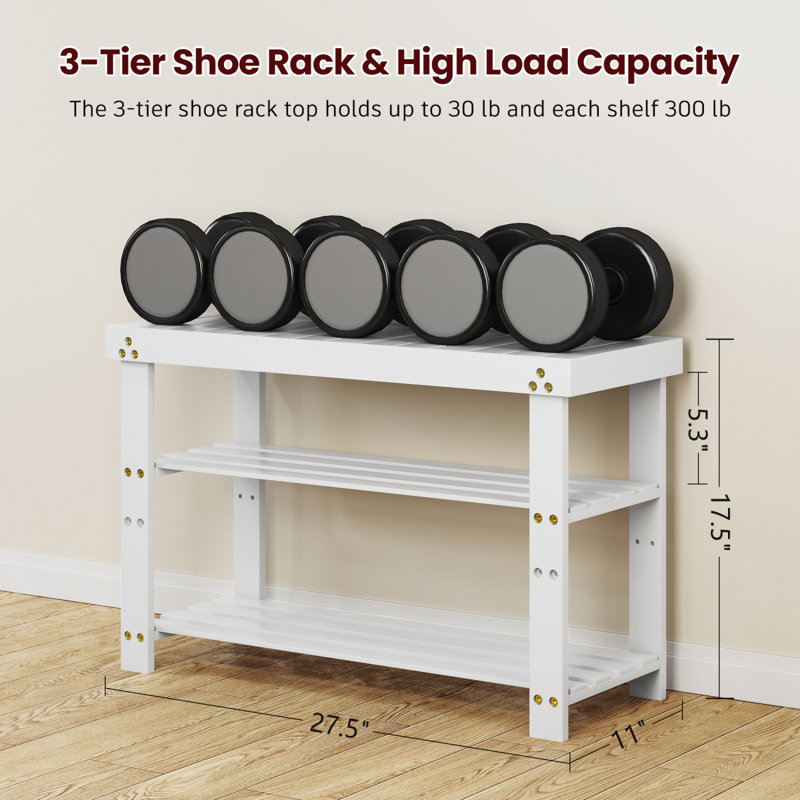 Banc de rangement pour 6 paires de chaussures, Blanc