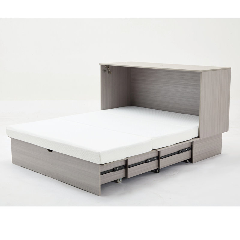 Lit moderne avec compartiment de rangement, matelas grand et port de charge, fonction grand convertible gris, douille en mousse,