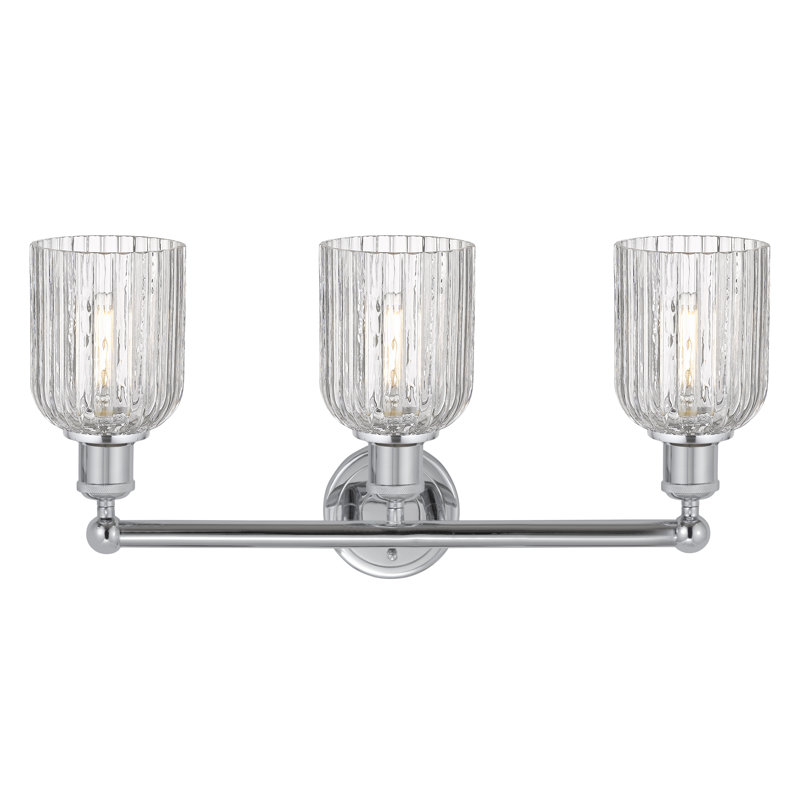 Abat-jour de salle de bain 3 lumières Edison Northgate, Chrome poli, Clear