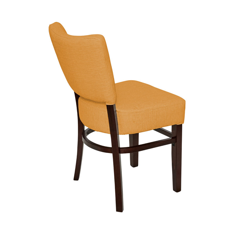 Chaise de restaurant rembourrée Madison, Jaune, Bois brun foncé