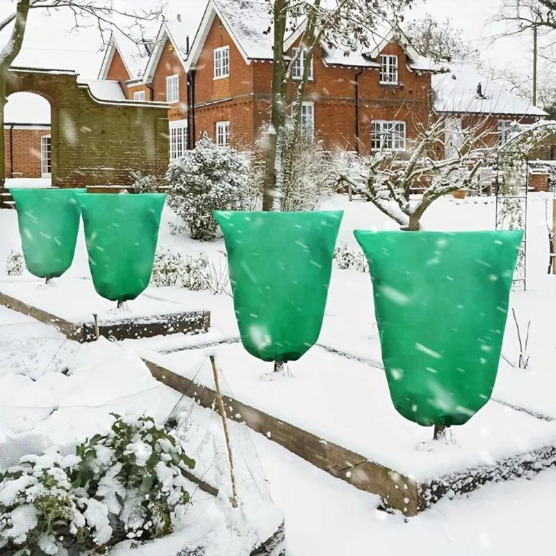 2 Pack Winter Freeze Protection Plant Cover with zip drawstring, reusable, Green
