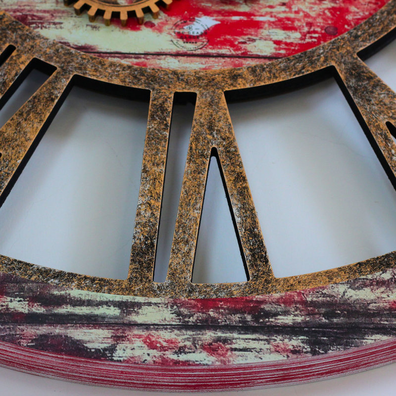 Solid Wood Wall Clock, Red Lava