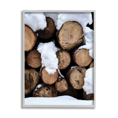 Az-329-Framed " Winter Snowy Logs " by Incado