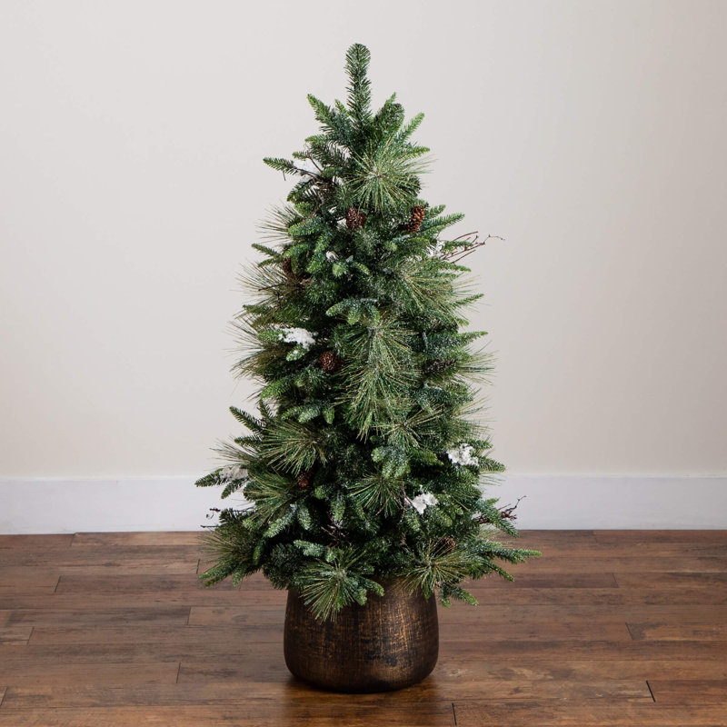 White 4' Pre-Lit Pine Christmas Tree