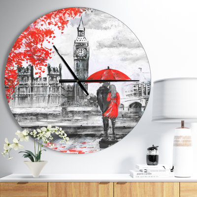 Couples Walking in London - Modern wall clock