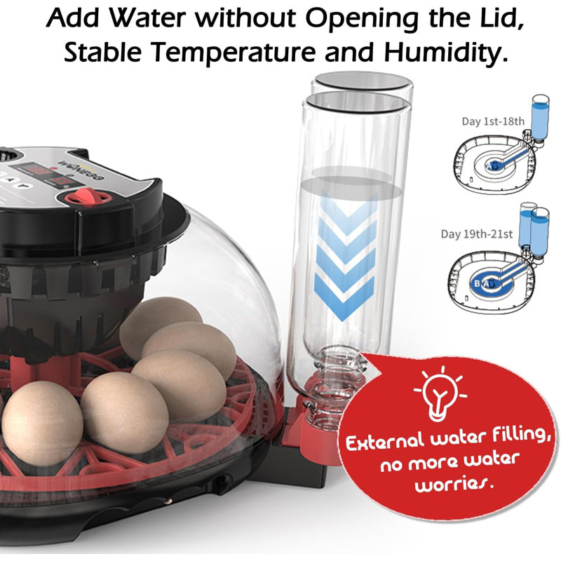 Smart Chicken Incubators for Hatching Eggs with Automatic Turner Small Poultry Duck Quail 12 Egg Incubator Temperature Control Display Hatcher Machine (M12 Pro)