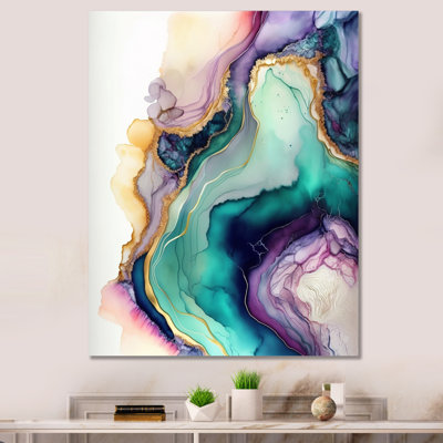 Green Purple Abstract Geode - Abstract Marble Wall Decor