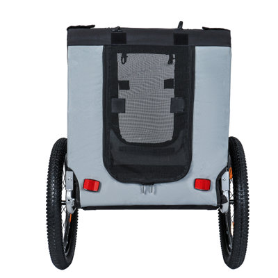 Large Folding Bike Trailer for Dogs – 100LB Capacity All-Terrain Pet Carrier, Durable Steel Frame for Cycling, Jogging, Camping & Outdoor Adventures, Black- Grey 20 1/8 width fat tire,extra mat inside