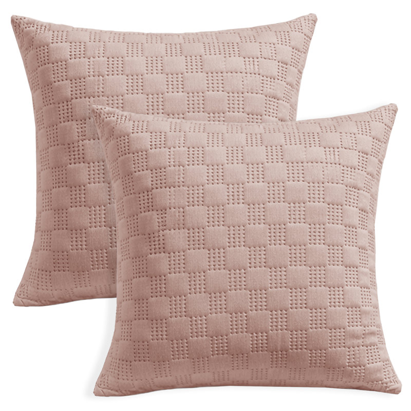 Aspire Homeware Embossed Square Velvet Cushion Covers, Pack of 2, PINK