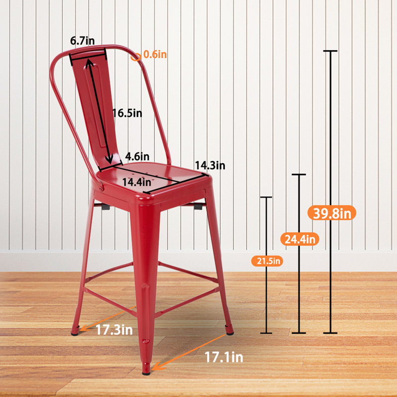 Tabouret de comptoir 24,4 po Caroga, Rouge