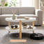 2-Tier Round Coffee Table with Open Storage Shelf, Solid Beech Wood Legs for Home White & Natural-512143251