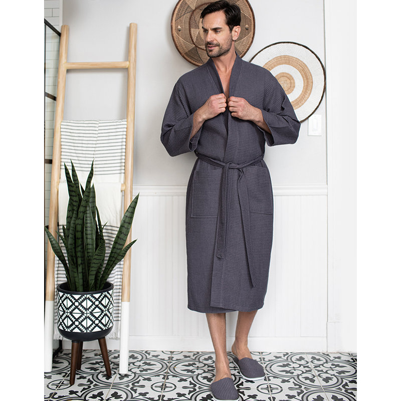 Peignoir gaufré LOTUS LINEN, TTTG, Gris foncé