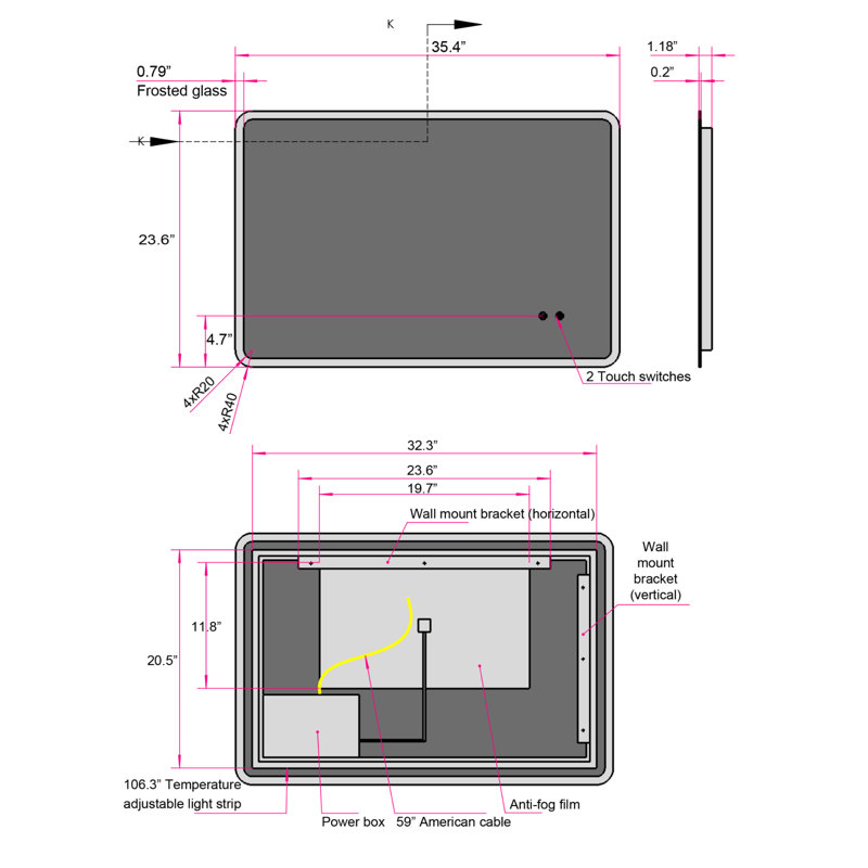 Miroir Bonnibel, 25,6 po x 35,4 po