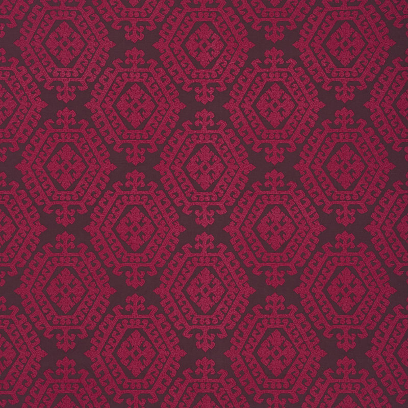 Omar Embroidery Fabric, Berry