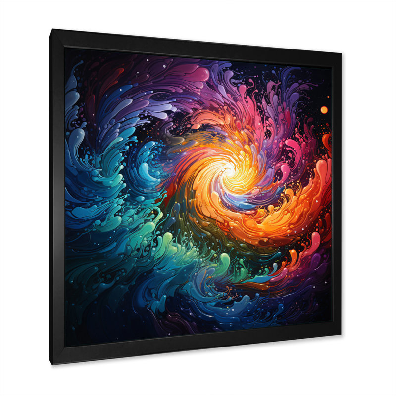 Neon Spin I sur toile, Cadre simple noir, H 16 po x l 16 po x P 1 po