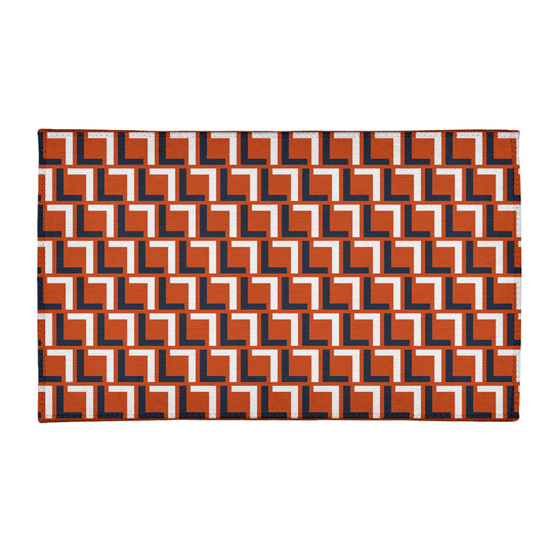 Tapis géométrique orange / blanc / noir, Rectangle 2 pi x 3 pi