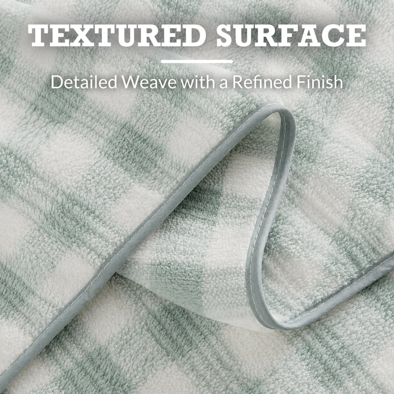 Ensemble de serviettes en microfibre pour salle de bain, 2 pièces 30 po x 60 po, Tissu écossais vert