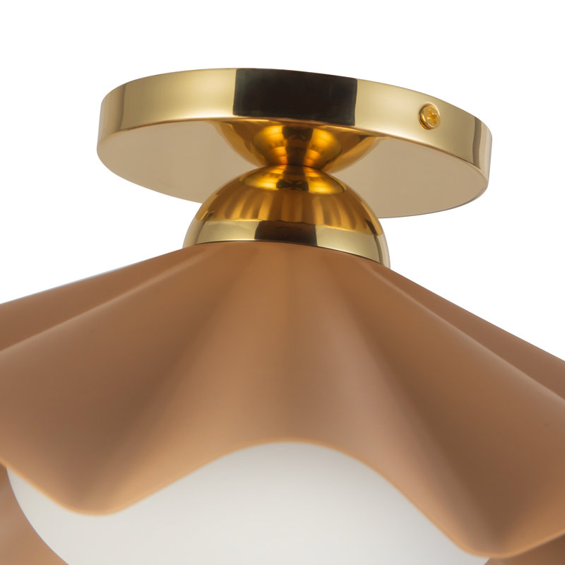 Furrow 16-in Red Semi-Flush Mount, 16-in, Pink