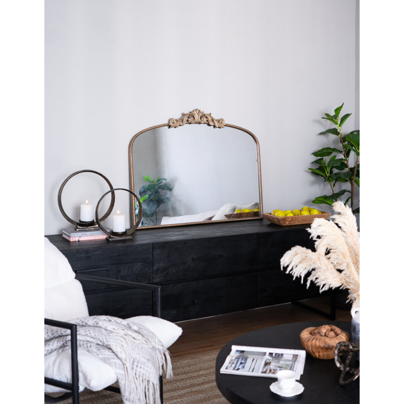 Miroir à arche dorée 40 "x 31" avec look pour décors intérieurs délicats
