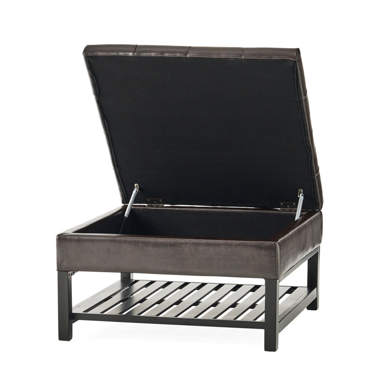 Brown Square With Practical Storage And Bottom Rack - Leather Fashionable Pu