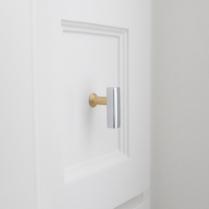 Mod Bar Knob, Polished Chrome/Satin Brass