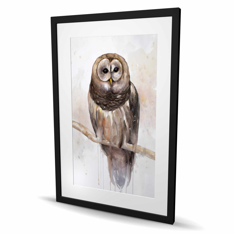 Reproduction matte encadrée brune Barred Owl | Décoration intérieure