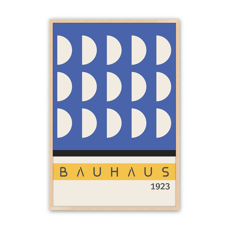 Imprimé bleu et jaune Bauhaus, Érable brut, H 37 po x l 25 po