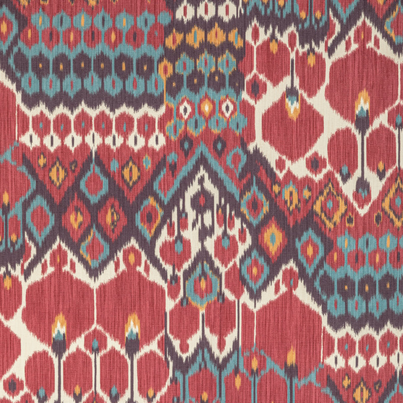 Manoir Bonnieux Linen Blend Fabric, Berry/Aqua
