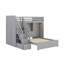 Lit superposé avec escalier, lit superposé en bois avec tablettes de rangement, garde-robe, port USB, station de charge et lumière-516781694