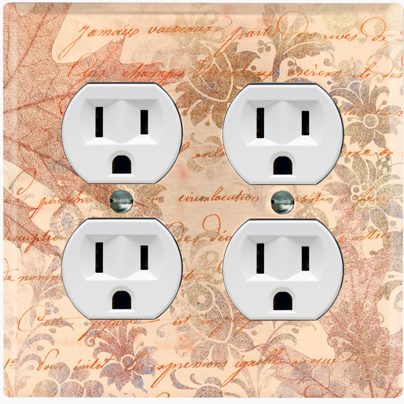 Patterned 2 - Gang Duplex Outlet Standard Wall Plate, Tan