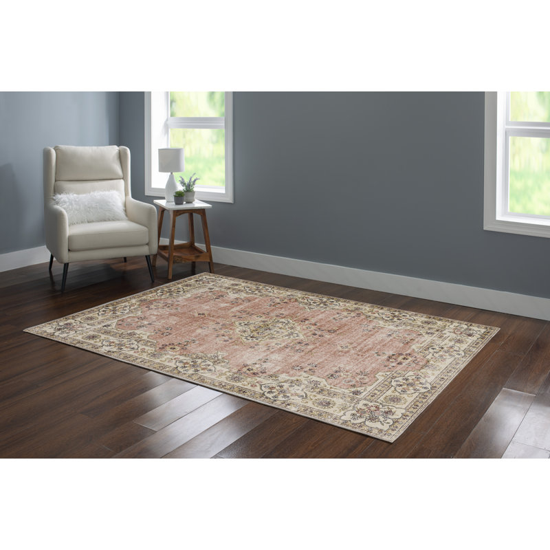 Tapis rose et ivoire Delacroy, Rectangle 5 pi x 7 pi