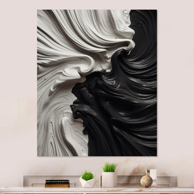 Black White Marbled Dreamscape I - Modern Geometric Metal Wall Decor