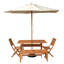 Gillian Outdoor Rectangular Wooden Garden Dining Table, 2 Benches With Parasol And Base Set-125188631-125188632