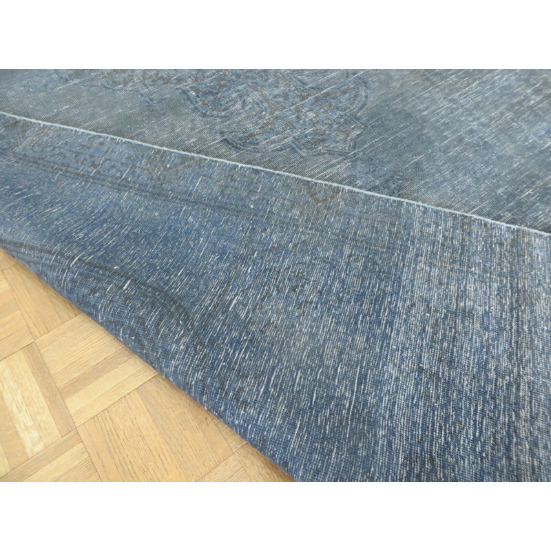 Tapis gris en laine noué à la main de conception unique 6 pi 4 po x 9 pi 1 po Ezekiell