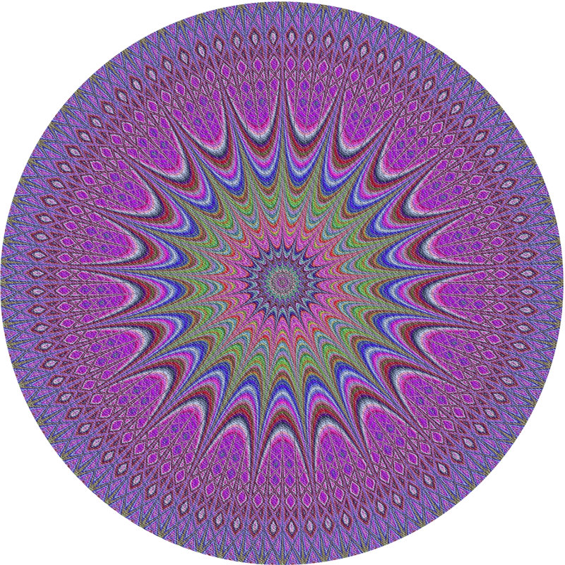 Tapis rose / vert / mauve Power Loom, Rond 8 pi