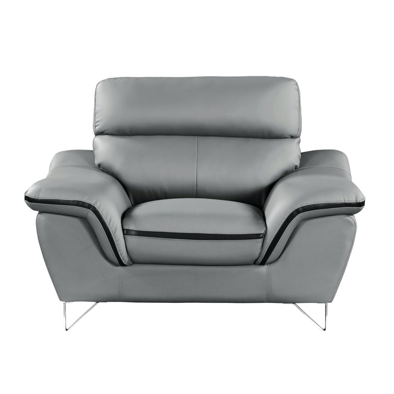 Matheny Upholstered Club Chair, Dark Brown Genuine Leather