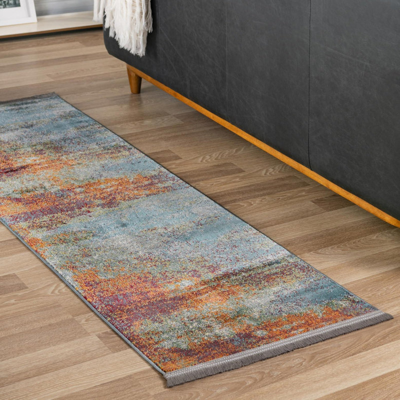 Haefner Abstract Red Area Rug, Runner 2'7" x 13'1"