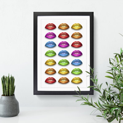 Rainbow Lips - Single Picture Frame Print on Wood