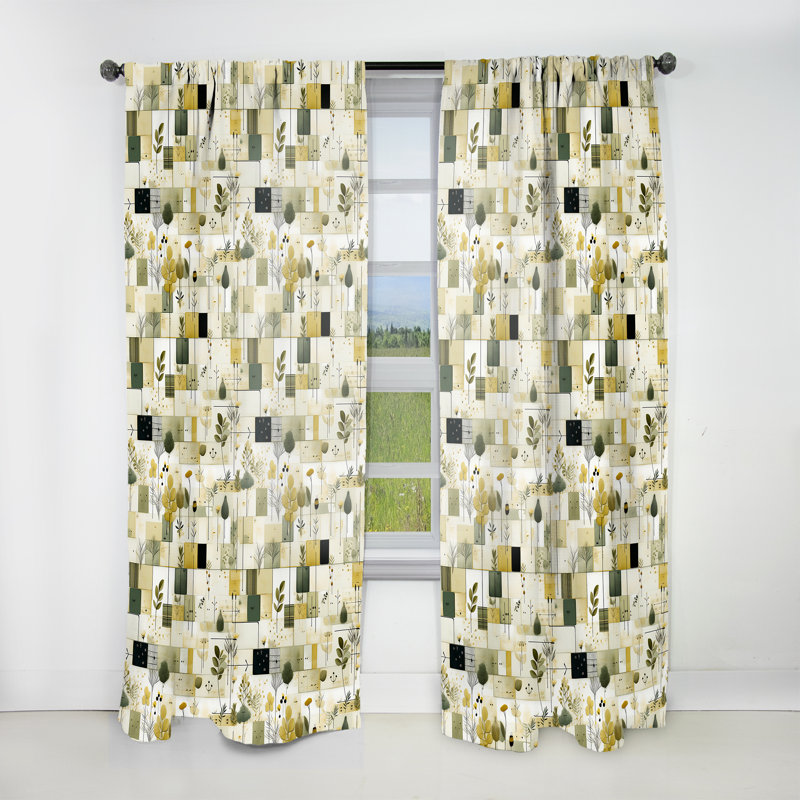 Green Cubic Botanical Dreams - Rideau floral - Velours obscurcissant - 1 panneau, L 52 po x L 95 po