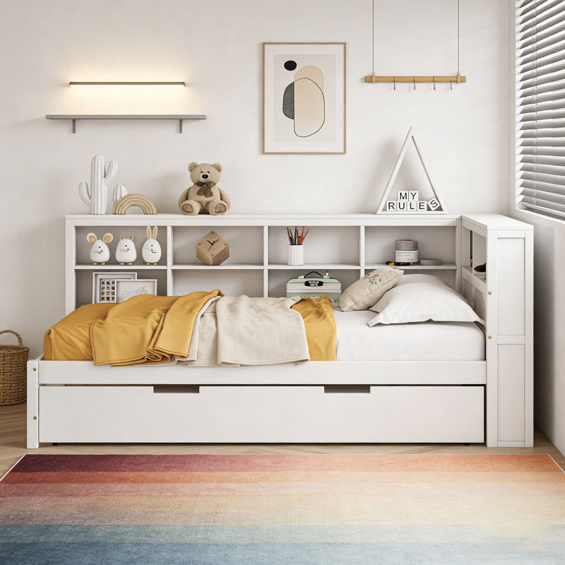 Wooden Twin Size DayBed with Twin Size, White