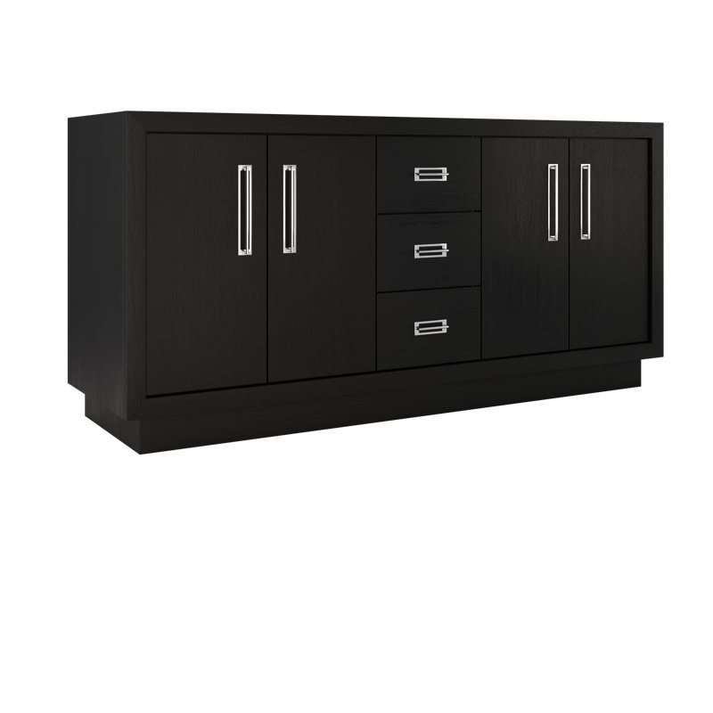 Avalon Double Bath Vanity, Classic Black, 72", Polished Chrome