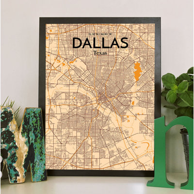 Dallas City Map - Unframed Graphic Art