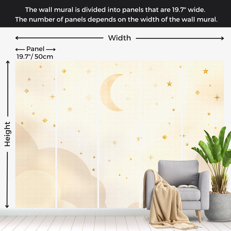 Papier peint pour enfants, nuit étoilée, L 157 po x L 110 po