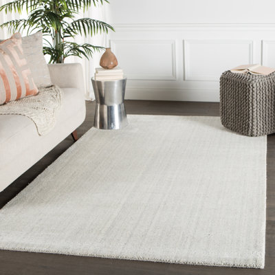 Tapis en laine tissé à la main Crista en blanc éclatant / gris silex / gris Whitecap