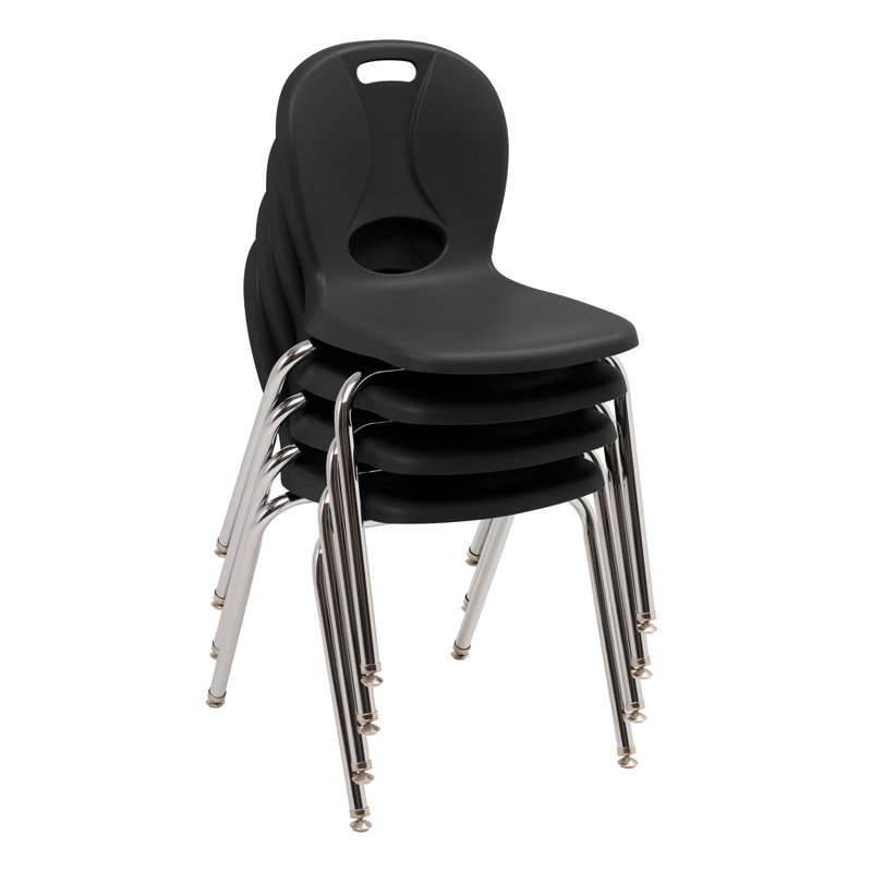 Structure Series Plastic Stacking Classroom Chairs with Contoured Seats (Set of 4), Bleu marine, 14 po, 20