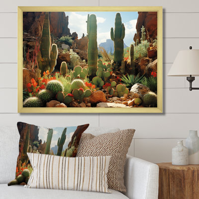 Green Cactus Bloom In Nevada - Floral Cactus Wall Art