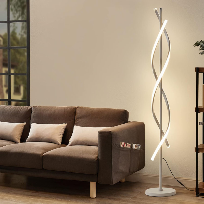 Spiral Modern Floor Lamp with Remote Control, White