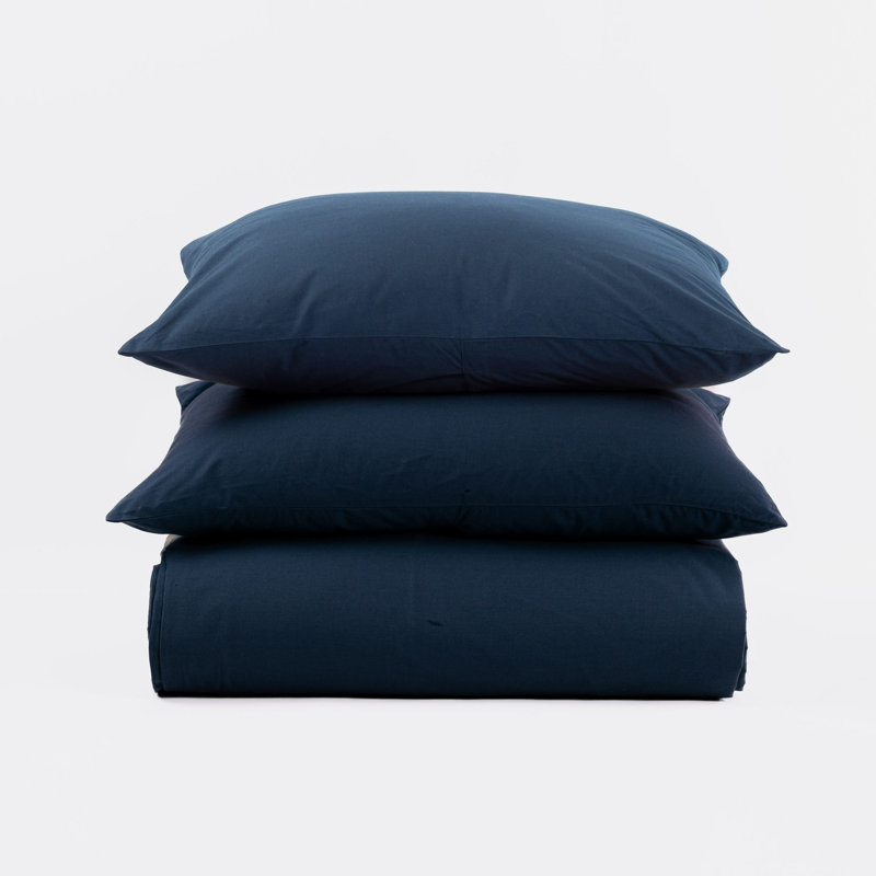 Housse de couette SENSA, CHAMBRAY, ensemble, Housse de couette simple + 1 taie décorative, Marine